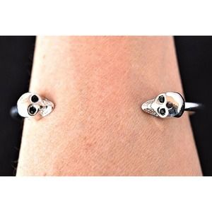 Skull Wire Wrap Bracelet Dia de la Muerta Halloween Biker Goth Costume Jewelry